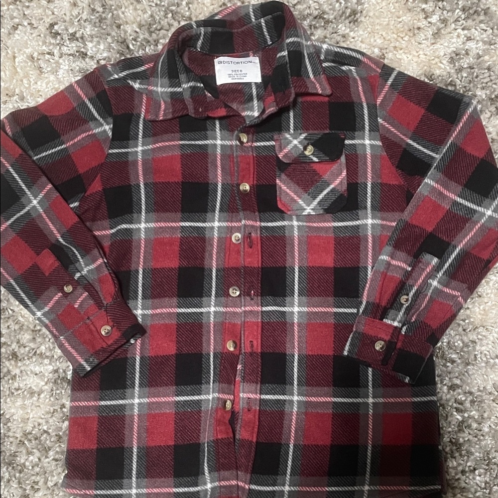 Cat & Jack Red and Black Plaid Button Down Shirt